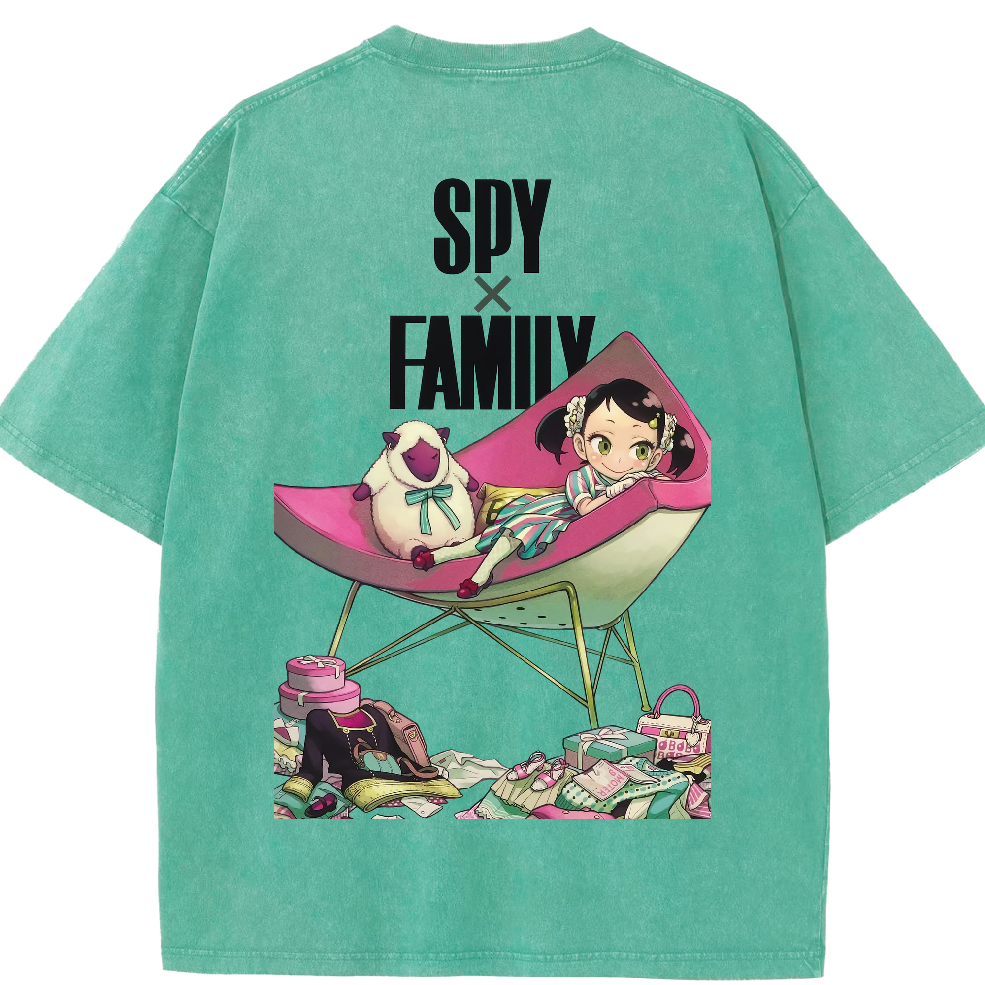 （画像用） SPY×FAMILY间谍家家酒 綿100% ヴィンテージ風 半袖Tシャツ（背面プリント）